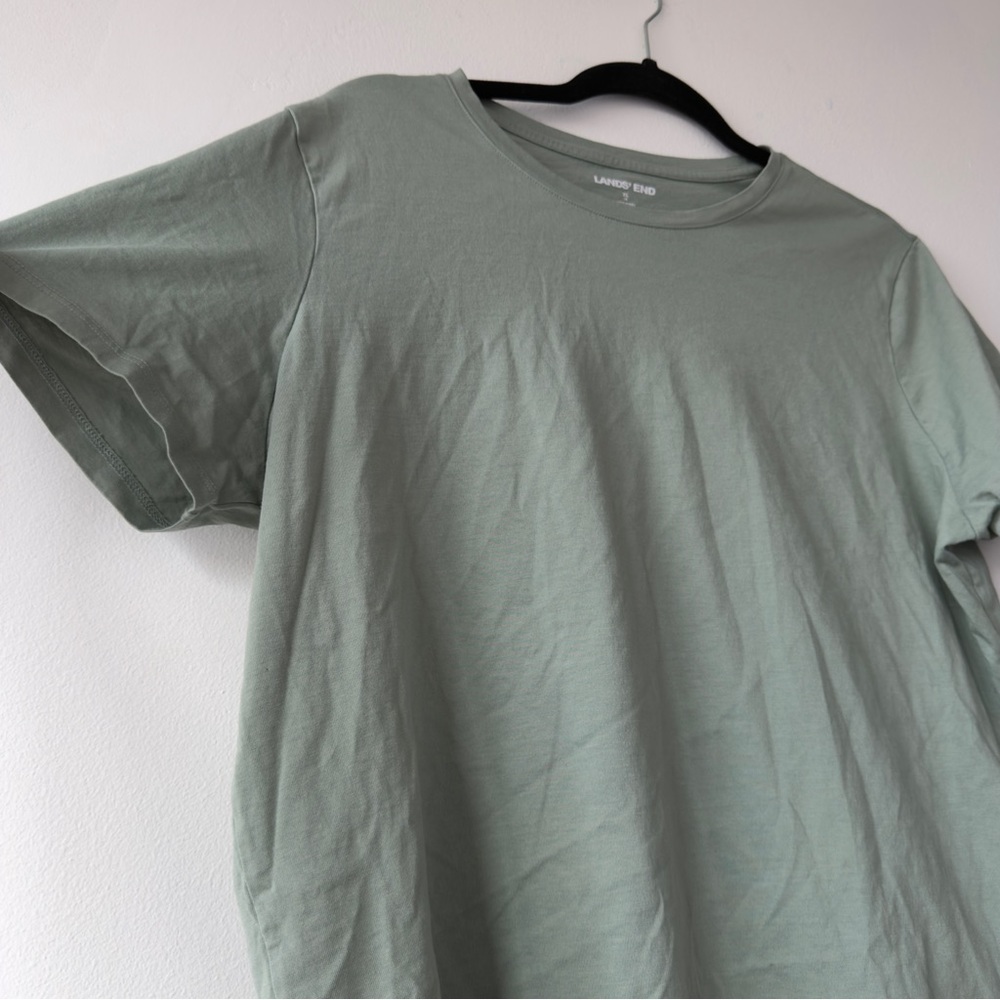 Lands' End Womens Sage Crew Neck T-Shirt - Picture 3 of 5